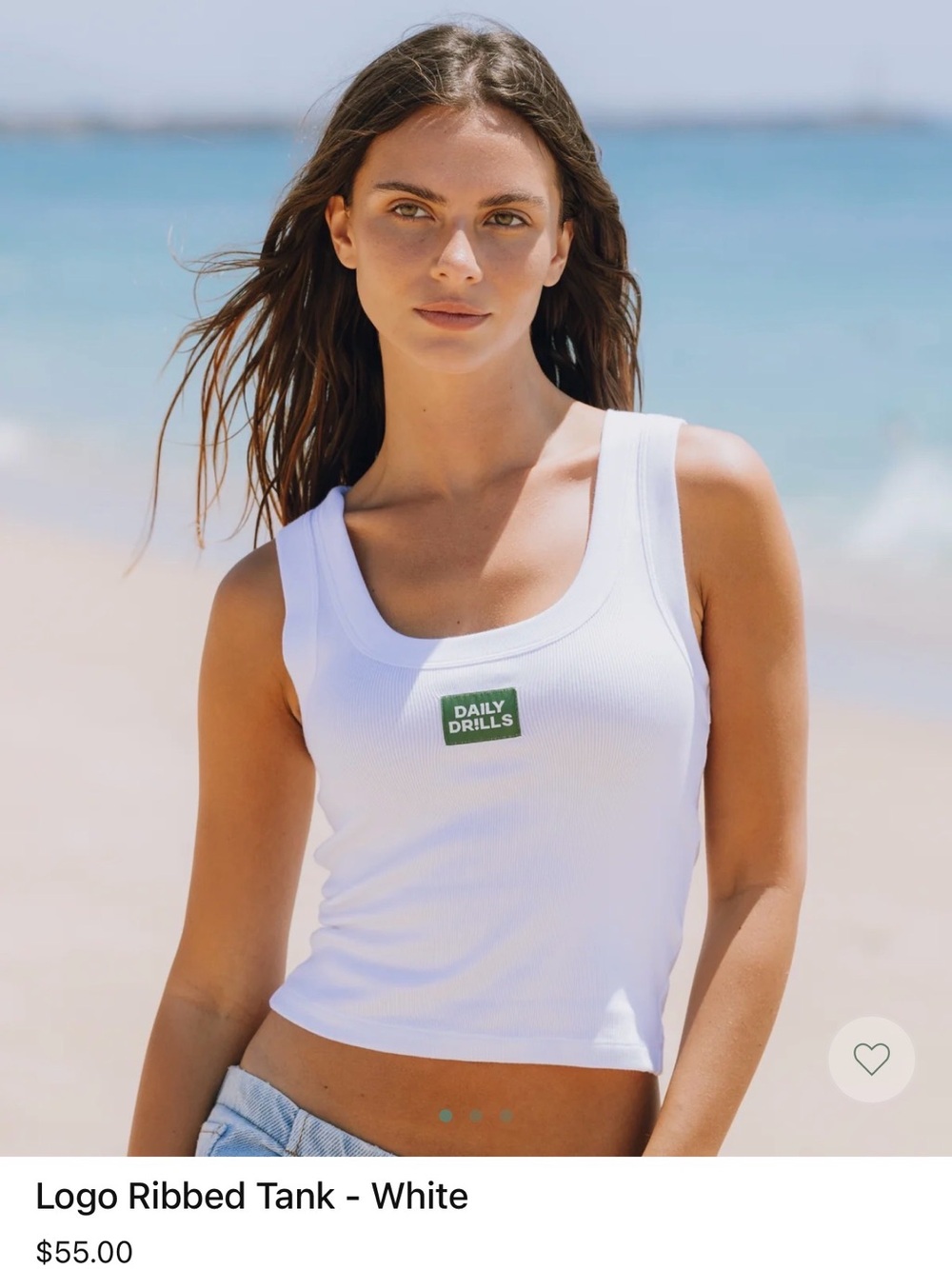 Daily Drills White Ribbed Logo Tank Top M/L NWT